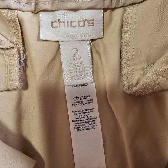 EUC LIKE NEW CHICO'S TAN UTILITY CROP PANTS SIZE 2 / WOMENS LARGE - Picture 11 of 14